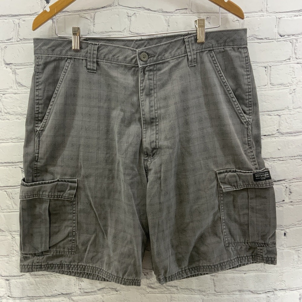 Wrangler Cargo Shorts Mens Sz 36 Gray Casual Hiking Camping